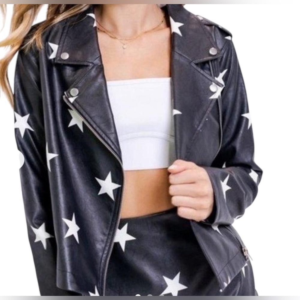 Le Lis Star Leather Jacket - Medium